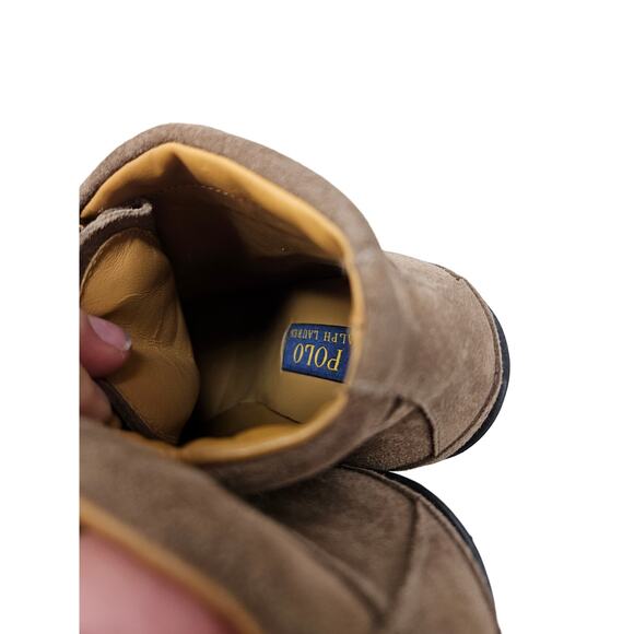 NEW Polo Ralph Lauren 39 Helene Brown Leather Chunky Platform Lace Up Boot - Picture 2 of 8